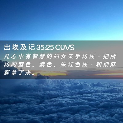 Picture 02 - 出 埃 及 记 35:25 CUVS - 凡 心 中 有 智 慧 的 妇 女 亲 手 纺 - Bible Verse Picture
