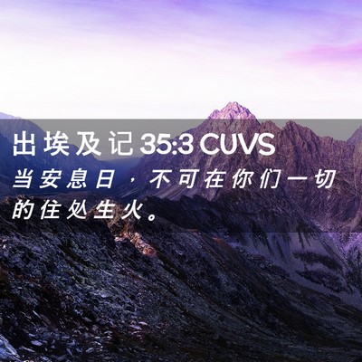 Picture 02 - 出 埃 及 记 35:3 CUVS - 当 安 息 日 ， 不 可 在 你 们 一 切 - Bible Verse Picture