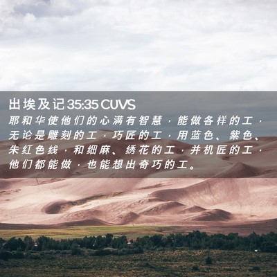 Picture 02 - 出 埃 及 记 35:35 CUVS - 耶 和 华 使 他 们 的 心 满 有 智 慧 - Bible Verse Picture