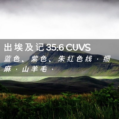 Picture 02 - 出 埃 及 记 35:6 CUVS - 蓝 色 、 紫 色 、 朱 红 色 线 ， 细 - Bible Verse Picture