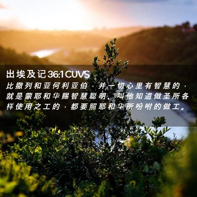 Picture 02 - 出 埃 及 记 36:1 CUVS - 比 撒 列 和 亚 何 利 亚 伯 ， 并 一 - Bible Verse Picture