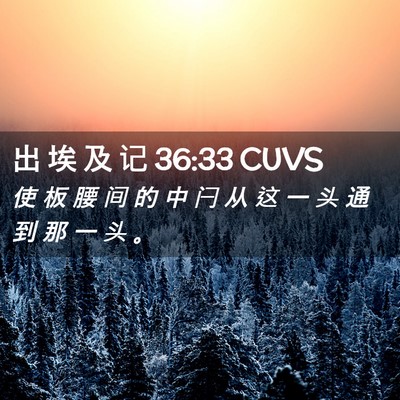 Picture 02 - 出 埃 及 记 36:33 CUVS - 使 板 腰 间 的 中 闩 从 这 一 头 通 - Bible Verse Picture