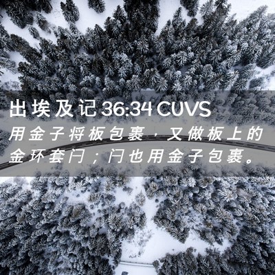 Picture 02 - 出 埃 及 记 36:34 CUVS - 用 金 子 将 板 包 裹 ， 又 做 板 上 - Bible Verse Picture