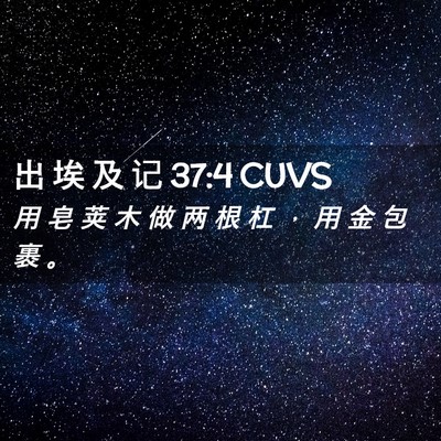 Picture 02 - 出 埃 及 记 37:4 CUVS - 用 皂 荚 木 做 两 根 杠 ， 用 金 包 - Bible Verse Picture