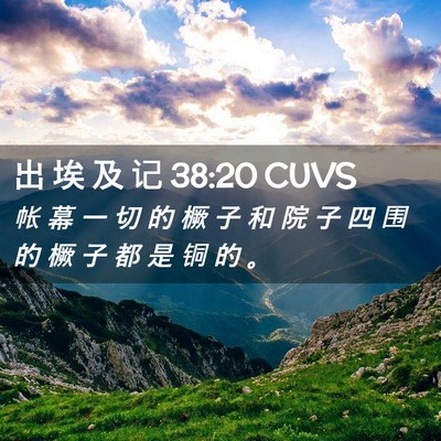 Picture 02 - 出 埃 及 记 38:20 CUVS - 帐 幕 一 切 的 橛 子 和 院 子 四 围 - Bible Verse Picture