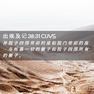 Picture 02 - 出 埃 及 记 38:31 CUVS - 并 院 子 四 围 带 卯 的 座 和 院 门 - Bible Verse Picture