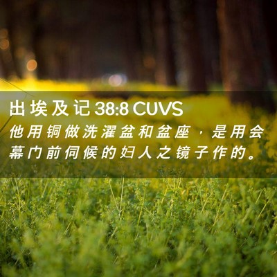 Picture 02 - 出 埃 及 记 38:8 CUVS - 他 用 铜 做 洗 濯 盆 和 盆 座 ， 是 - Bible Verse Picture