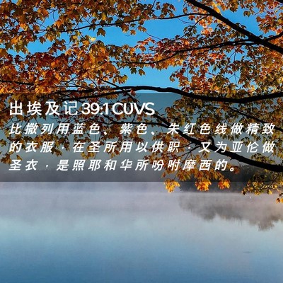 Picture 02 - 出 埃 及 记 39:1 CUVS - 比 撒 列 用 蓝 色 、 紫 色 、 朱 红 - Bible Verse Picture