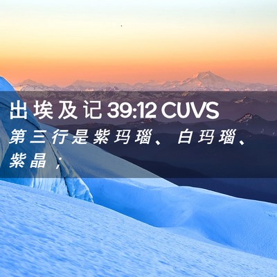Picture 02 - 出 埃 及 记 39:12 CUVS - 第 三 行 是 紫 玛 瑙 、 白 玛 瑙 、 - Bible Verse Picture