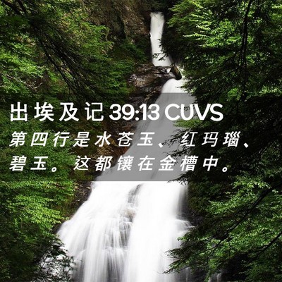 Picture 02 - 出 埃 及 记 39:13 CUVS - 第 四 行 是 水 苍 玉 、 红 玛 瑙 、 - Bible Verse Picture