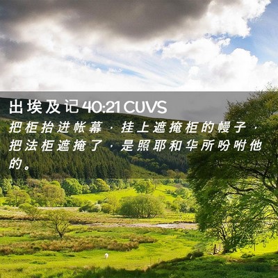 Picture 02 - 出 埃 及 记 40:21 CUVS - 把 柜 抬 进 帐 幕 ， 挂 上 遮 掩 柜 - Bible Verse Picture