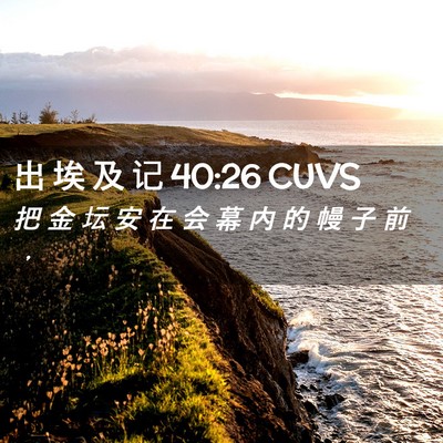 Picture 02 - 出 埃 及 记 40:26 CUVS - 把 金 坛 安 在 会 幕 内 的 幔 子 前 - Bible Verse Picture