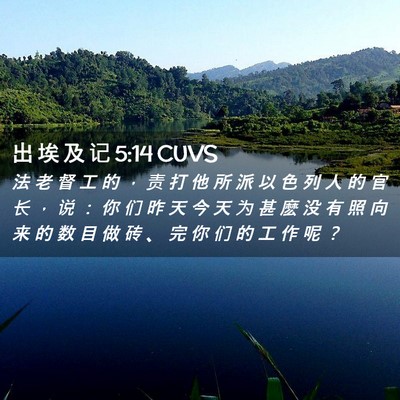 Picture 02 - 出 埃 及 记 5:14 CUVS - 法 老 督 工 的 ， 责 打 他 所 派 以 - Bible Verse Picture