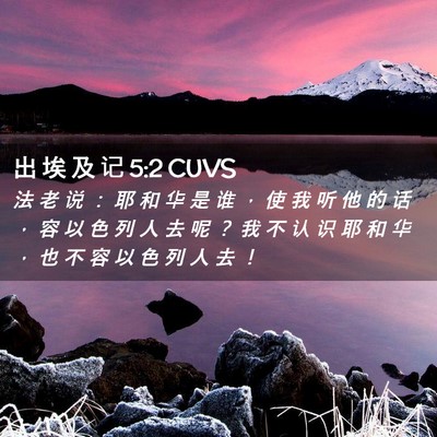 Picture 02 - 出 埃 及 记 5:2 CUVS - 法 老 说 ： 耶 和 华 是 谁 ， 使 我 - Bible Verse Picture