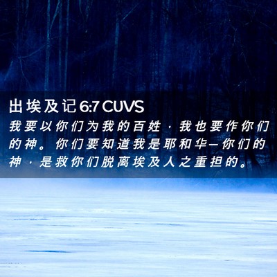 Picture 02 - 出 埃 及 记 6:7 CUVS - 我 要 以 你 们 为 我 的 百 姓 ， 我 - Bible Verse Picture