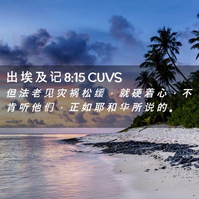 Picture 02 - 出 埃 及 记 8:15 CUVS - 但 法 老 见 灾 祸 松 缓 ， 就 硬 着 - Bible Verse Picture