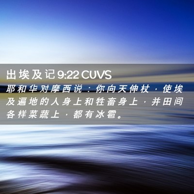 Picture 02 - 出 埃 及 记 9:22 CUVS - 耶 和 华 对 摩 西 说 ： 你 向 天 伸 - Bible Verse Picture