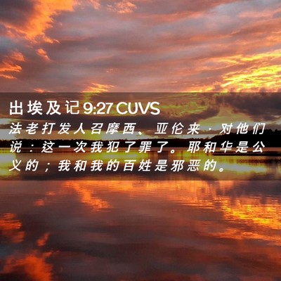 Picture 02 - 出 埃 及 记 9:27 CUVS - 法 老 打 发 人 召 摩 西 、 亚 伦 来 - Bible Verse Picture