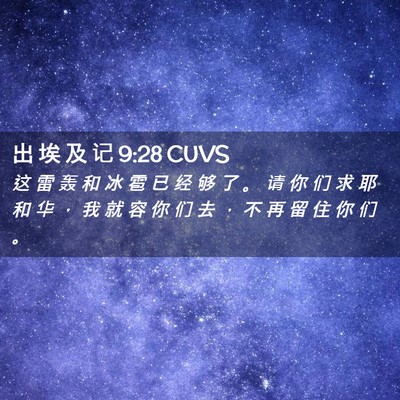 Picture 02 - 出 埃 及 记 9:28 CUVS - 这 雷 轰 和 冰 雹 已 经 够 了 。 请 - Bible Verse Picture