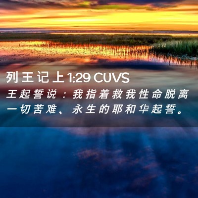 Picture 02 - 列 王 记 上 1:29 CUVS - 王 起 誓 说 ： 我 指 着 救 我 性 命 - Bible Verse Picture