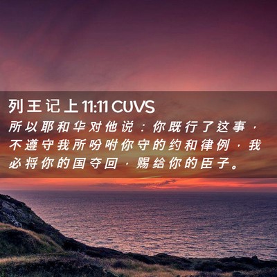 Picture 02 - 列 王 记 上 11:11 CUVS - 所 以 耶 和 华 对 他 说 ： 你 既 行 - Bible Verse Picture