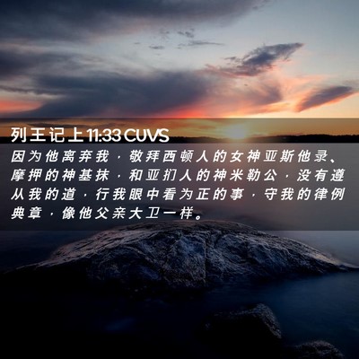 Picture 02 - 列 王 记 上 11:33 CUVS - 因 为 他 离 弃 我 ， 敬 拜 西 顿 人 - Bible Verse Picture