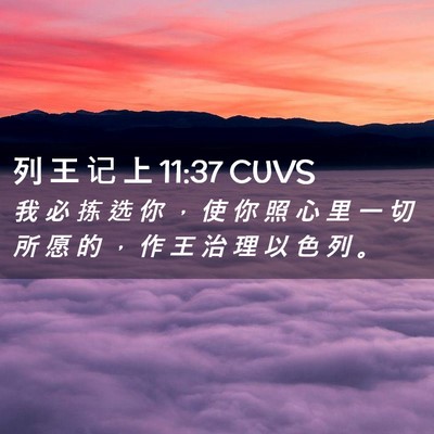 Picture 02 - 列 王 记 上 11:37 CUVS - 我 必 拣 选 你 ， 使 你 照 心 里 一 - Bible Verse Picture
