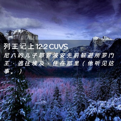 Picture 02 - 列 王 记 上 12:2 CUVS - 尼 八 的 儿 子 耶 罗 波 安 先 前 躲 - Bible Verse Picture