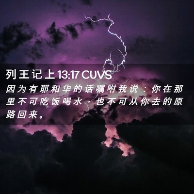 Picture 02 - 列 王 记 上 13:17 CUVS - 因 为 有 耶 和 华 的 话 嘱 咐 我 说 - Bible Verse Picture