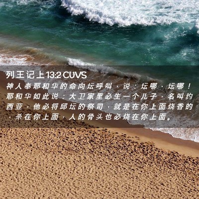 Picture 02 - 列 王 记 上 13:2 CUVS - 神 人 奉 耶 和 华 的 命 向 坛 呼 叫 - Bible Verse Picture