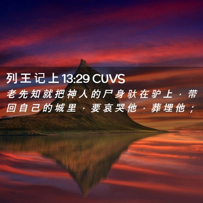 Picture 02 - 列 王 记 上 13:29 CUVS - 老 先 知 就 把 神 人 的 尸 身 驮 在 - Bible Verse Picture