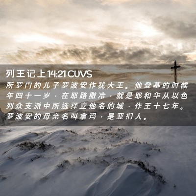 Picture 02 - 列 王 记 上 14:21 CUVS - 所 罗 门 的 儿 子 罗 波 安 作 犹 大 - Bible Verse Picture