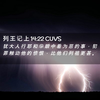 Picture 02 - 列 王 记 上 14:22 CUVS - 犹 大 人 行 耶 和 华 眼 中 看 为 恶 - Bible Verse Picture