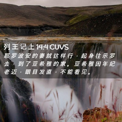 Picture 02 - 列 王 记 上 14:4 CUVS - 耶 罗 波 安 的 妻 就 这 样 行 ， 起 - Bible Verse Picture