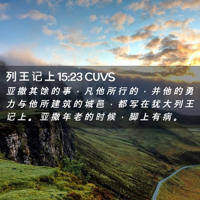 Picture 02 - 列 王 记 上 15:23 CUVS - 亚 撒 其 馀 的 事 ， 凡 他 所 行 的 - Bible Verse Picture