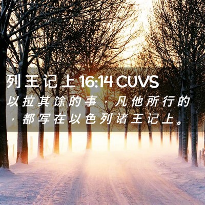 Picture 02 - 列 王 记 上 16:14 CUVS - 以 拉 其 馀 的 事 ， 凡 他 所 行 的 - Bible Verse Picture