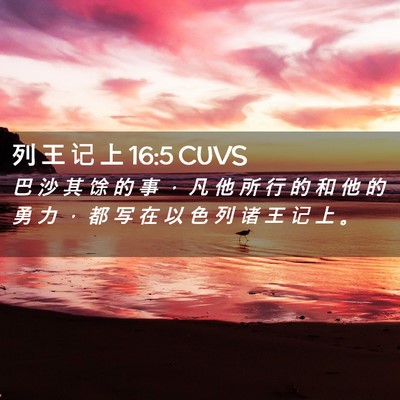 Picture 02 - 列 王 记 上 16:5 CUVS - 巴 沙 其 馀 的 事 ， 凡 他 所 行 的 - Bible Verse Picture