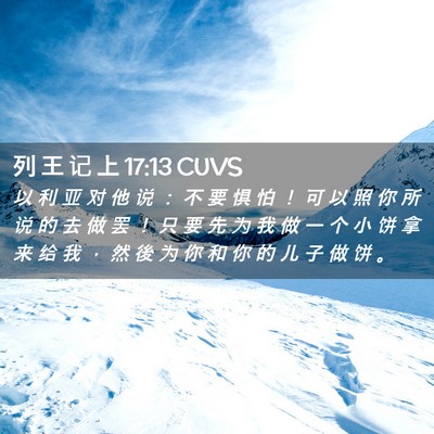 Picture 02 - 列 王 记 上 17:13 CUVS - 以 利 亚 对 他 说 ： 不 要 惧 怕 ！ - Bible Verse Picture