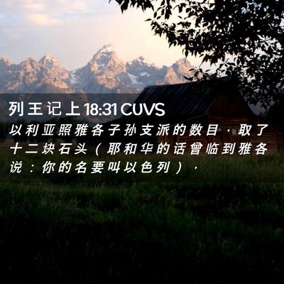 Picture 02 - 列 王 记 上 18:31 CUVS - 以 利 亚 照 雅 各 子 孙 支 派 的 数 - Bible Verse Picture