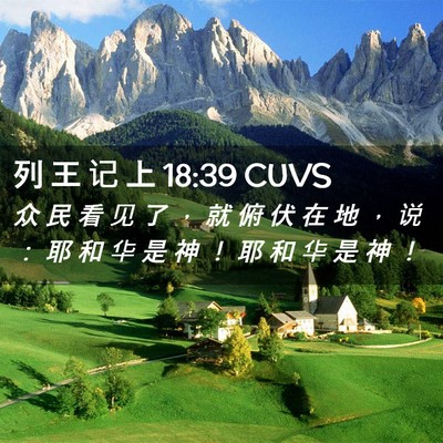 Picture 02 - 列 王 记 上 18:39 CUVS - 众 民 看 见 了 ， 就 俯 伏 在 地 ， - Bible Verse Picture