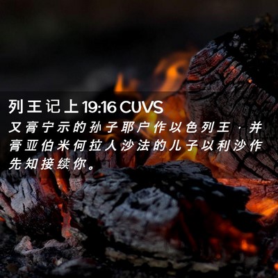 Picture 02 - 列 王 记 上 19:16 CUVS - 又 膏 宁 示 的 孙 子 耶 户 作 以 色 - Bible Verse Picture