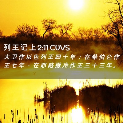 Picture 02 - 列 王 记 上 2:11 CUVS - 大 卫 作 以 色 列 王 四 十 年 ： 在 - Bible Verse Picture