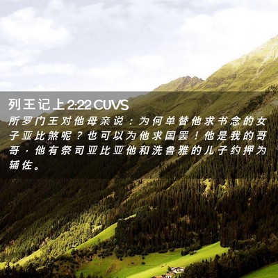Picture 02 - 列 王 记 上 2:22 CUVS - 所 罗 门 王 对 他 母 亲 说 ： 为 何 - Bible Verse Picture