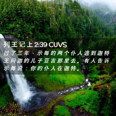 Picture 02 - 列 王 记 上 2:39 CUVS - 过 了 三 年 ， 示 每 的 两 个 仆 人 - Bible Verse Picture