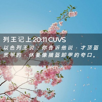 Picture 02 - 列 王 记 上 20:11 CUVS - 以 色 列 王 说 ： 你 告 诉 他 说 ， - Bible Verse Picture