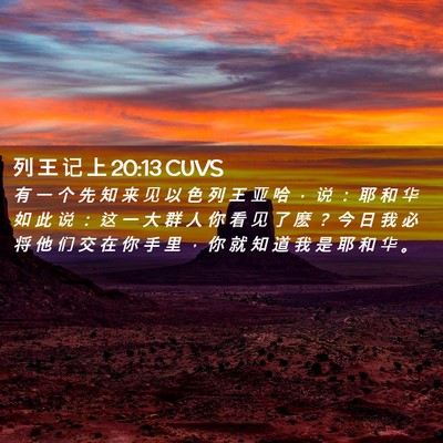 Picture 02 - 列 王 记 上 20:13 CUVS - 有 一 个 先 知 来 见 以 色 列 王 亚 - Bible Verse Picture