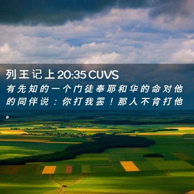 Picture 02 - 列 王 记 上 20:35 CUVS - 有 先 知 的 一 个 门 徒 奉 耶 和 华 - Bible Verse Picture