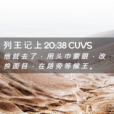 Picture 02 - 列 王 记 上 20:38 CUVS - 他 就 去 了 ， 用 头 巾 蒙 眼 ， 改 - Bible Verse Picture