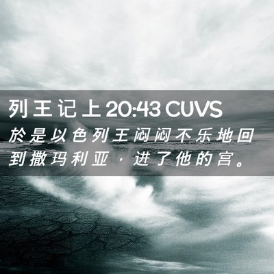 Picture 02 - 列 王 记 上 20:43 CUVS - 於 是 以 色 列 王 闷 闷 不 乐 地 回 - Bible Verse Picture