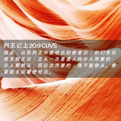 Picture 02 - 列 王 记 上 20:9 CUVS - 故 此 ， 以 色 列 王 对 便 哈 达 的 - Bible Verse Picture